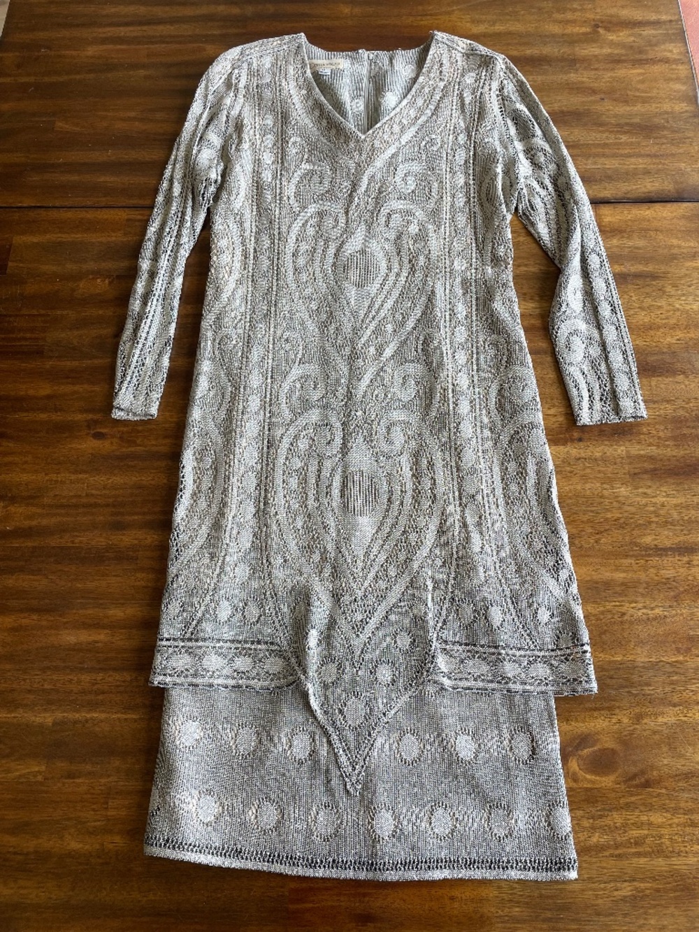 Vintage Damianou Women’s Dress in Gold Metallic Boho Size M